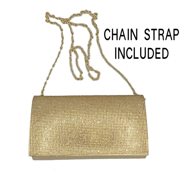 Orange Shimmery Clutch Rhinestone Crystal Purse Bling Evening Bag - Picture 5 of 7